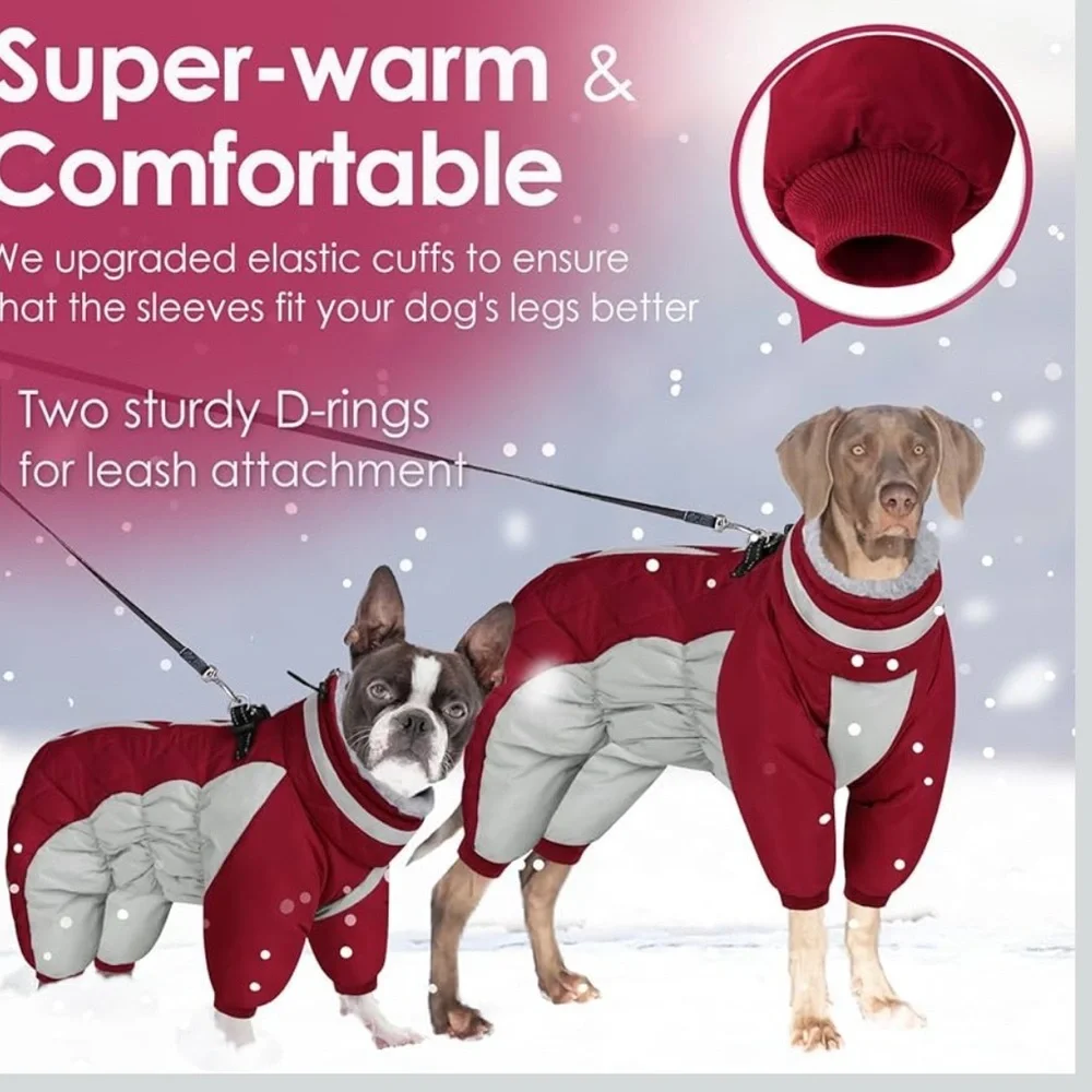 AOFITEE Fullbody Dog Coat Warm Fleece, Windproof W/Harness Built In S / 568-2